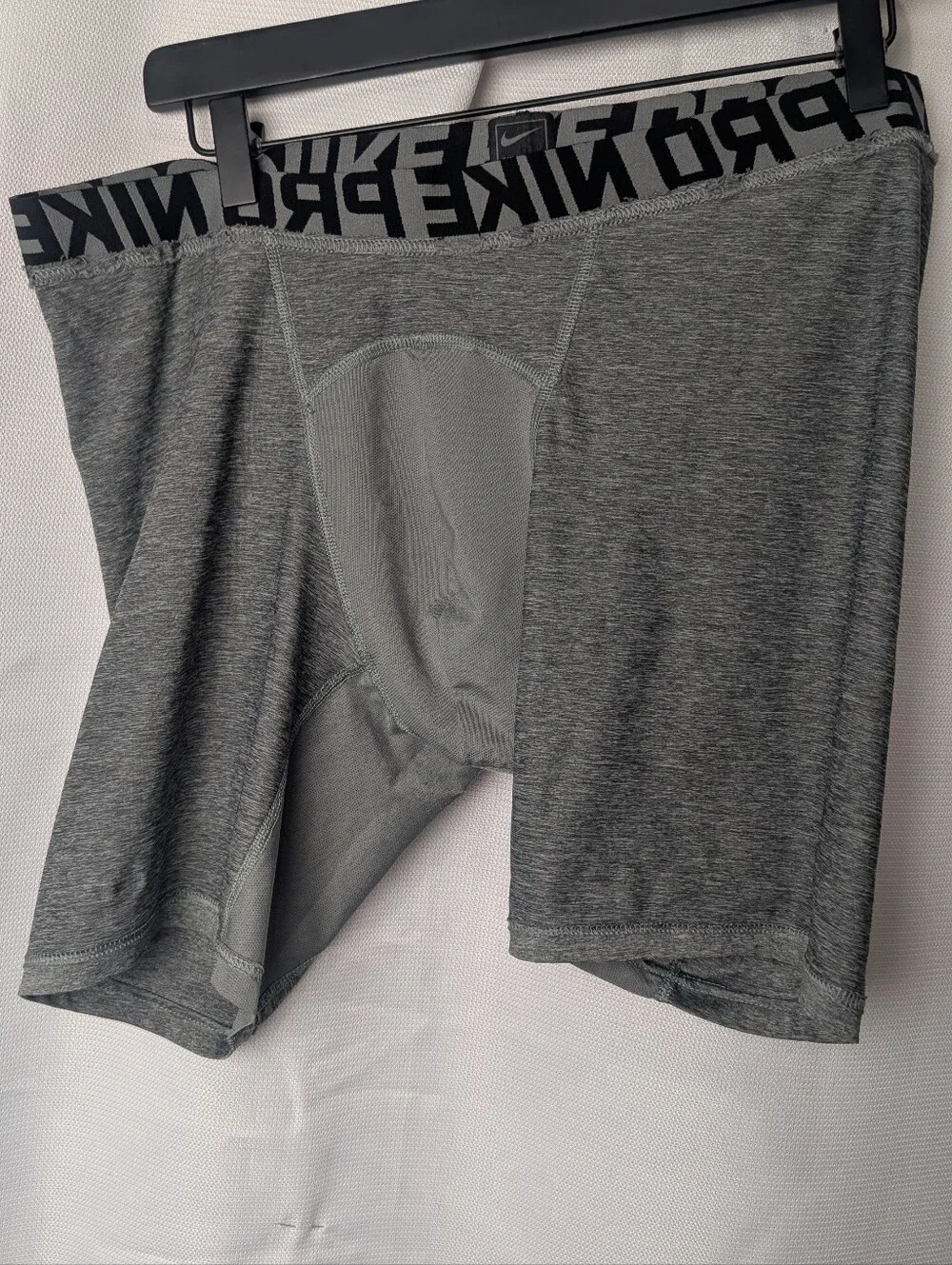 NIKE Pro Heather Gray Compression Mesh Pouch Workout Shorts Boxer Brief L